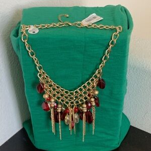 Macy's Gold Necklace with Deep Red Accents